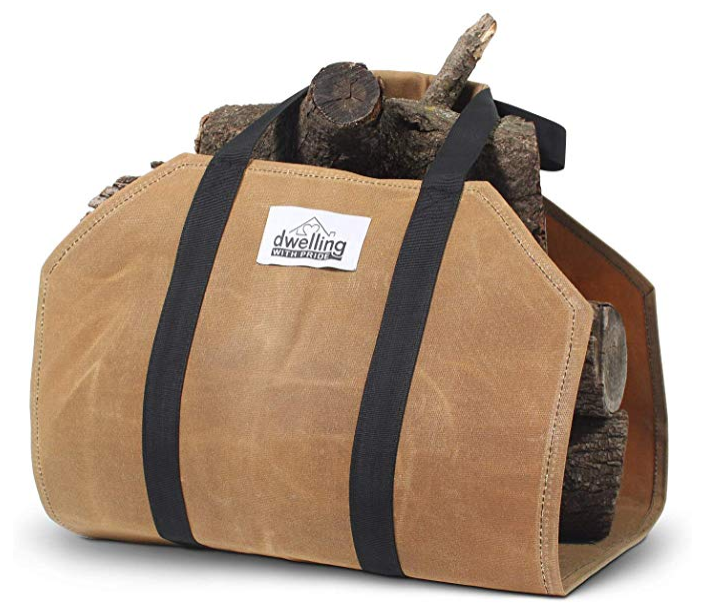 Camping,Landscaping TESSLOVE Firewood Log Carrier Tote Bag,Canvas Firewood Holder，Extra Large Durable，Best for Fireplaces,Wood Stoves,Firewood,Logs Gray, l 